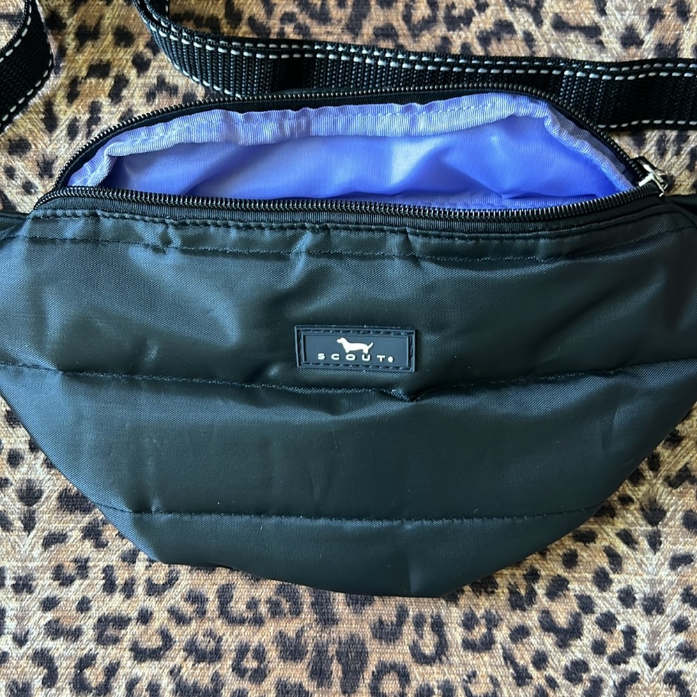 Scout Black Puffer Belt Bag - New! Purple interior.